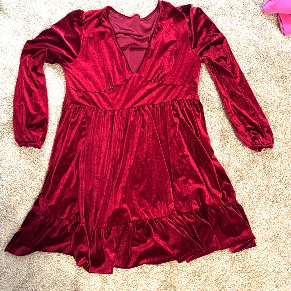 HALARA Red Long Sleeve Dress